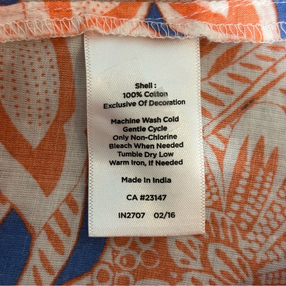 TALBOTS Blue & Orange Floral Embroidered Sleeveless Top Size X - Picture 3 of 6